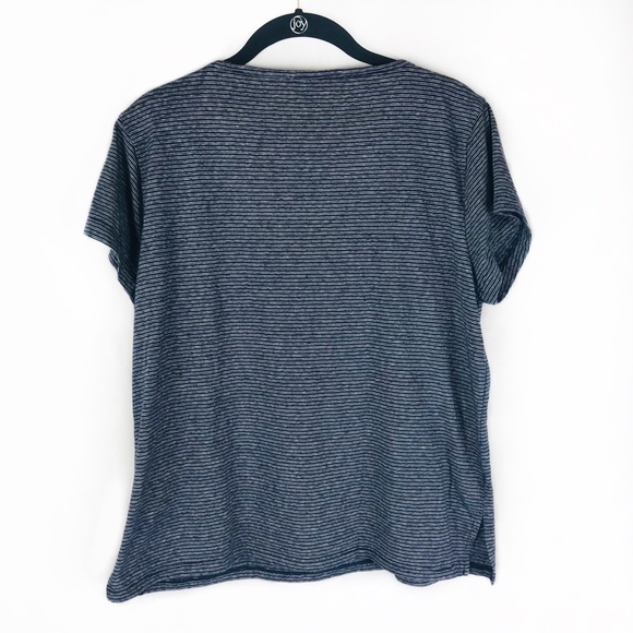 J. Crew Deep V Gray Striped T-Shirt- Size L - Picture 4 of 8